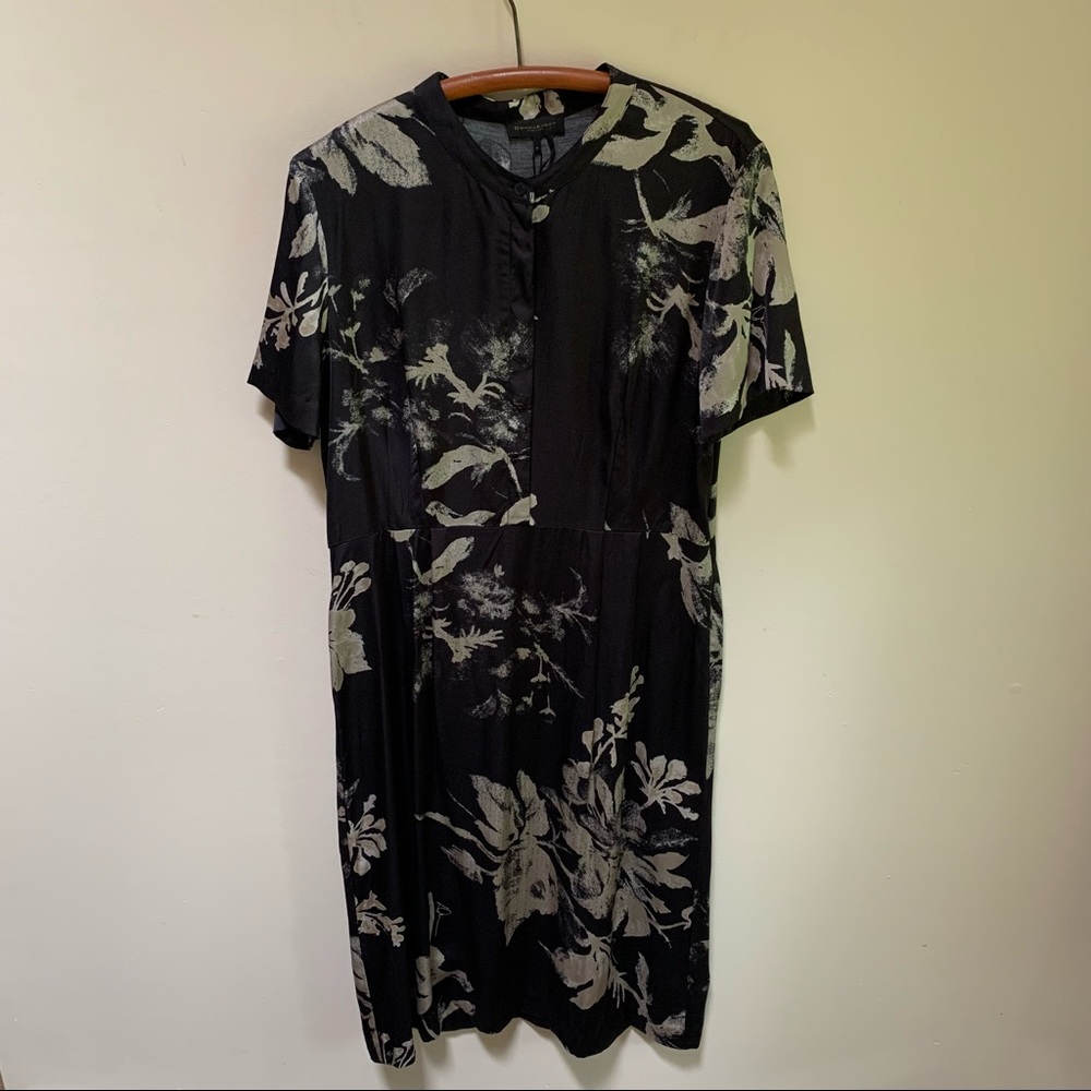 Donna Karan ~ new~ Mandarin Collar Satin Sheath Dress